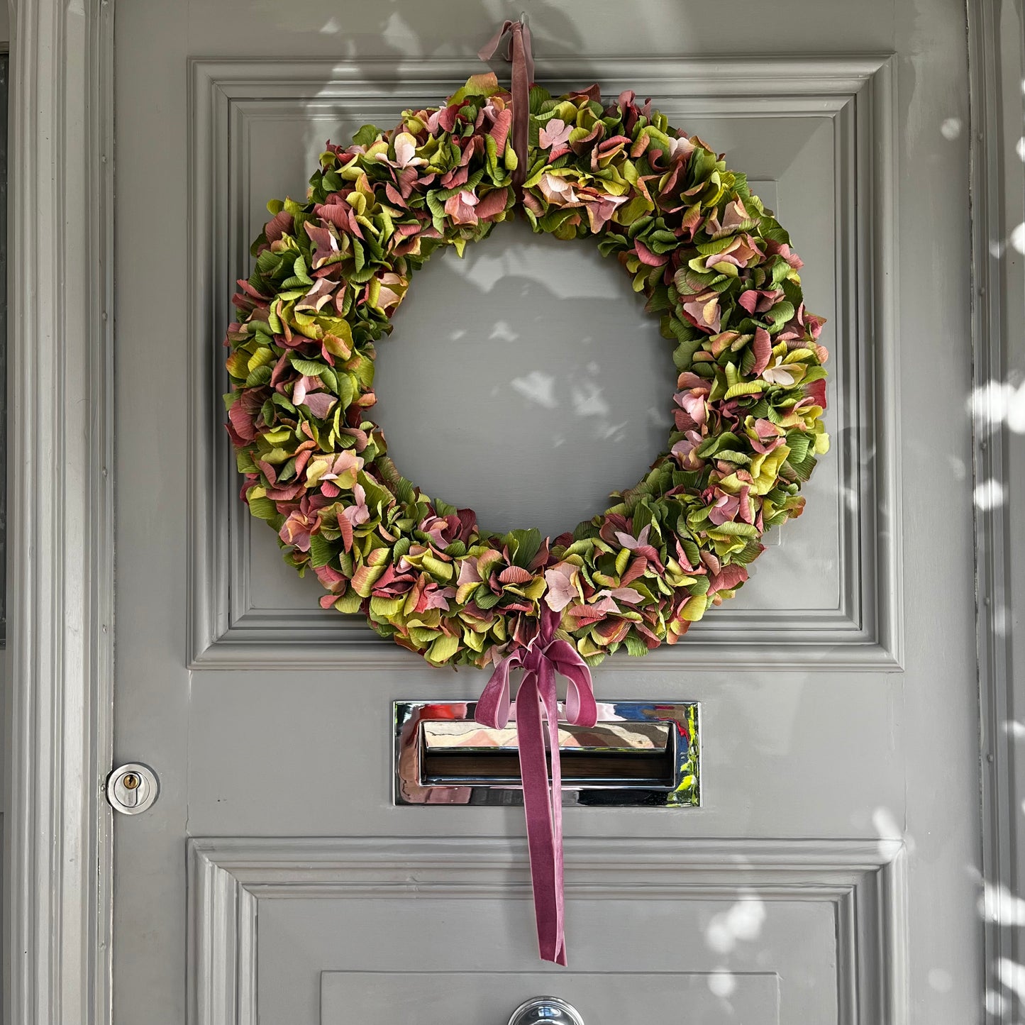 Soft Greens & Pink Crepe Paper Wreath 50cm