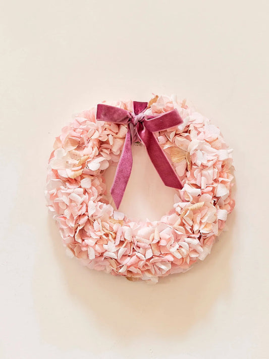 Cream, Taupe & Peach Crepe Paper Wreath 30cm