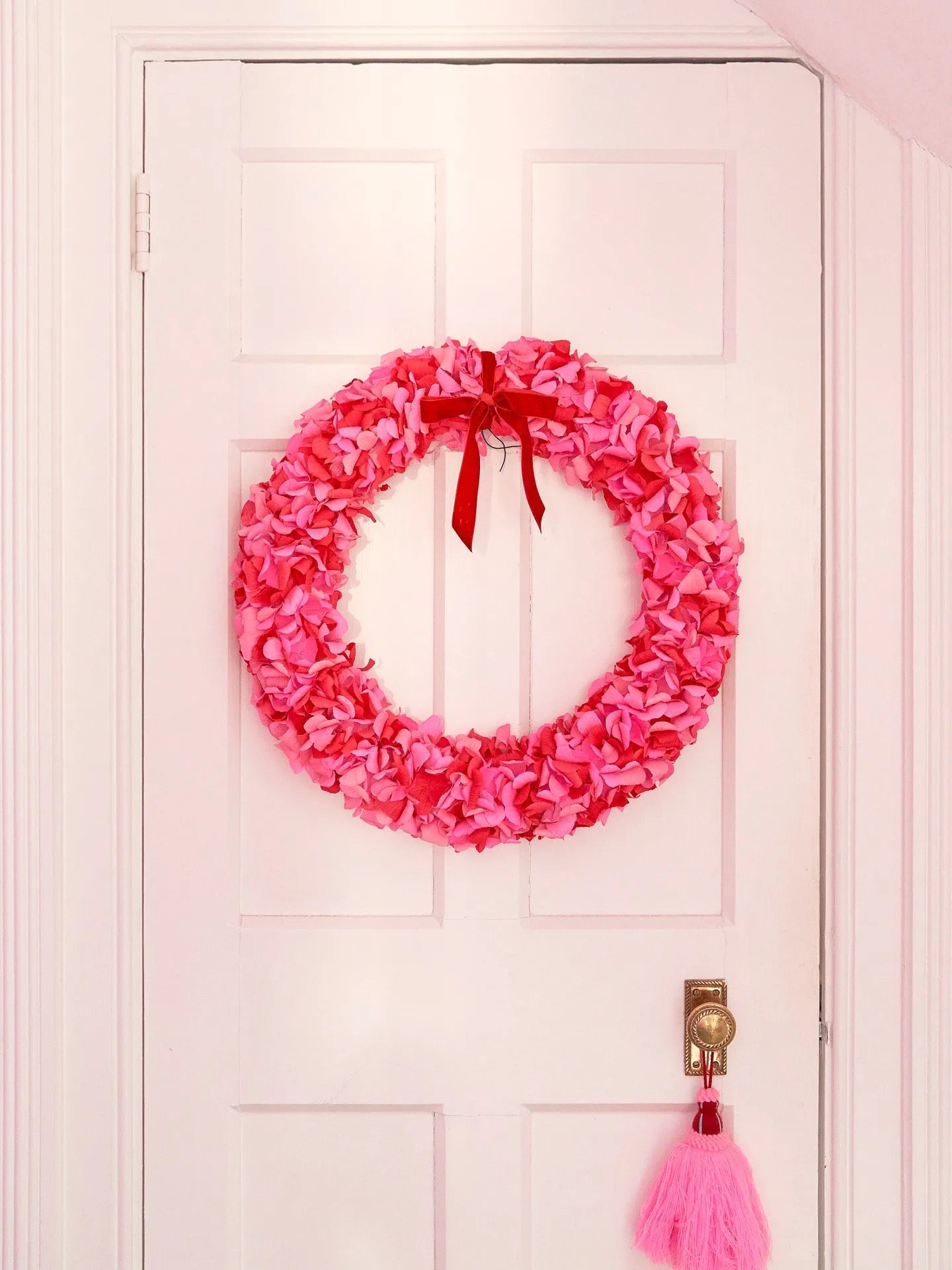 Hot Pink & Red Crepe Paper Wreath 50cm