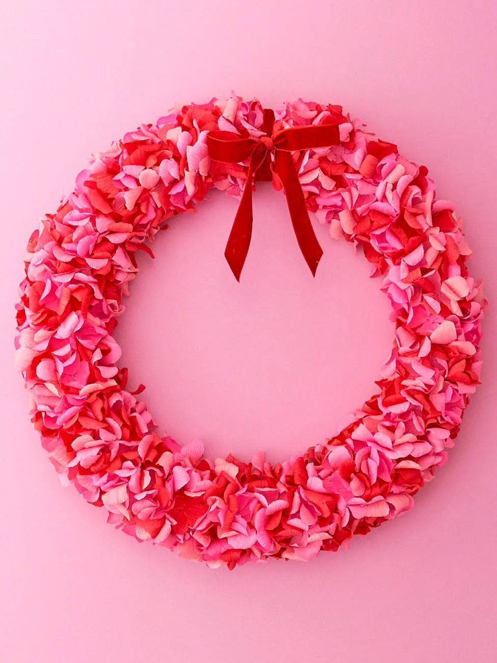 Hot Pink & Red Crepe Paper Wreath 50cm
