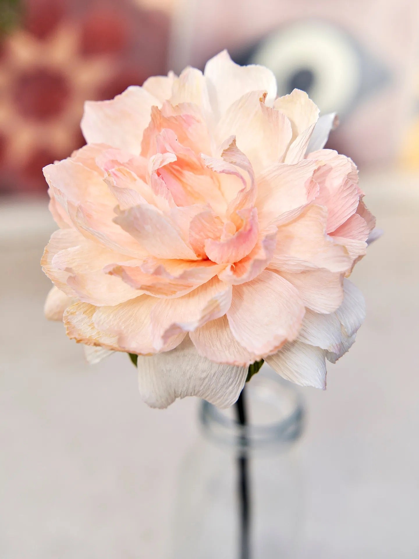 Soft Pink Crepe Paper Peony Flower