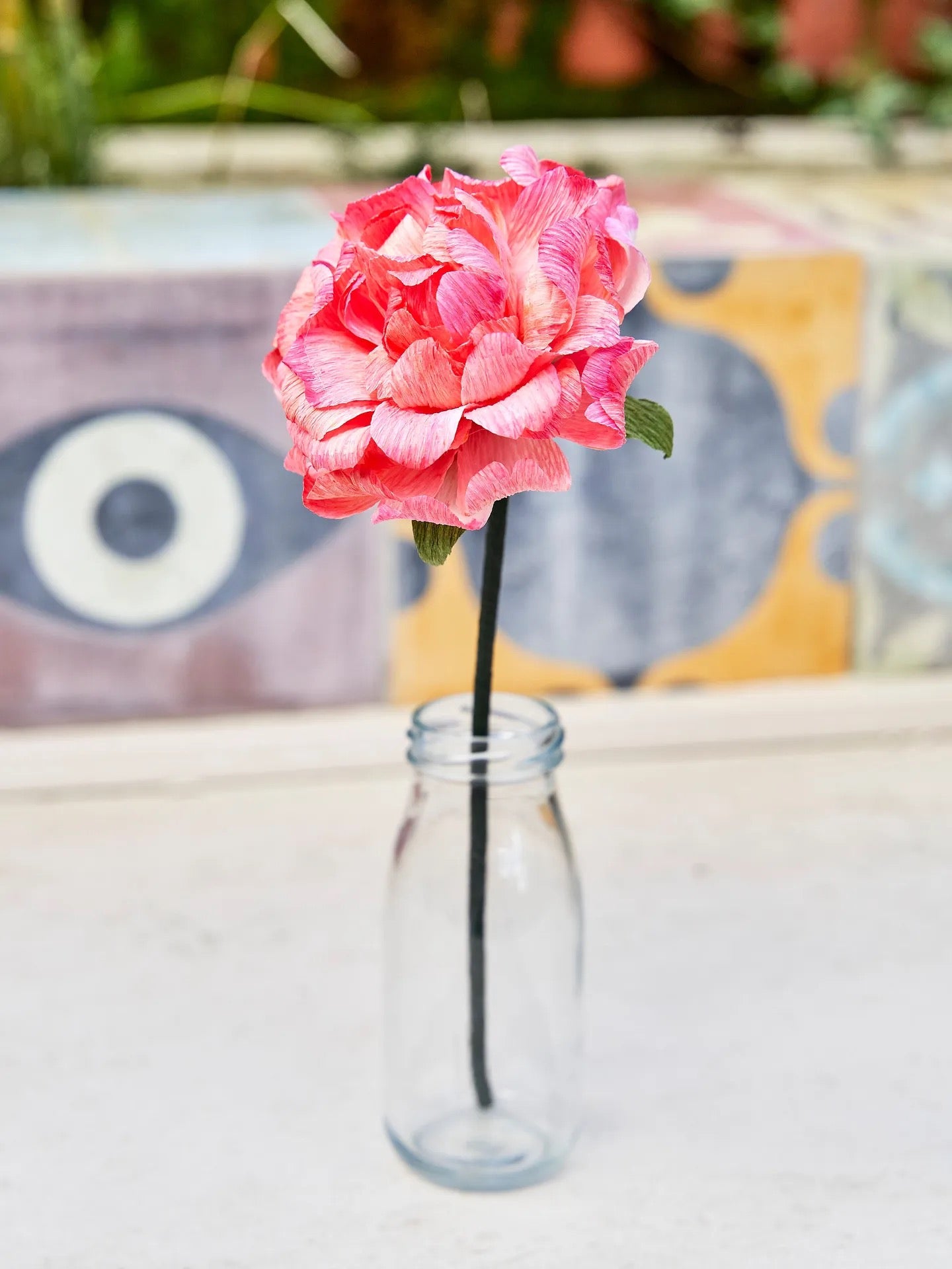 Bright Pink Crepe Paper Peony