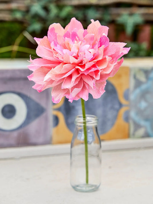 Pink & Orange Crepe Paper Dahlia Flower