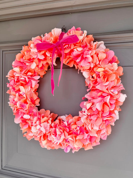 Orange & Pink Crepe Paper Wreath 40cm
