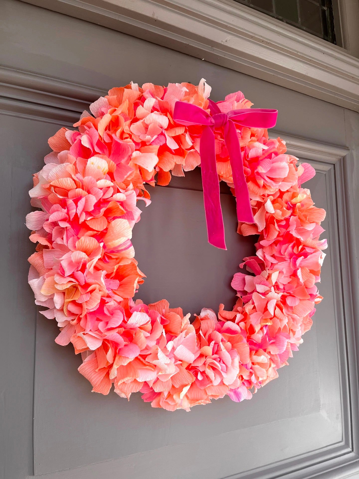 Orange & Pink Crepe Paper Wreath 40cm