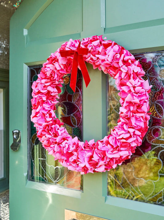 Hot Pink & Red Crepe Paper Wreath 50cm