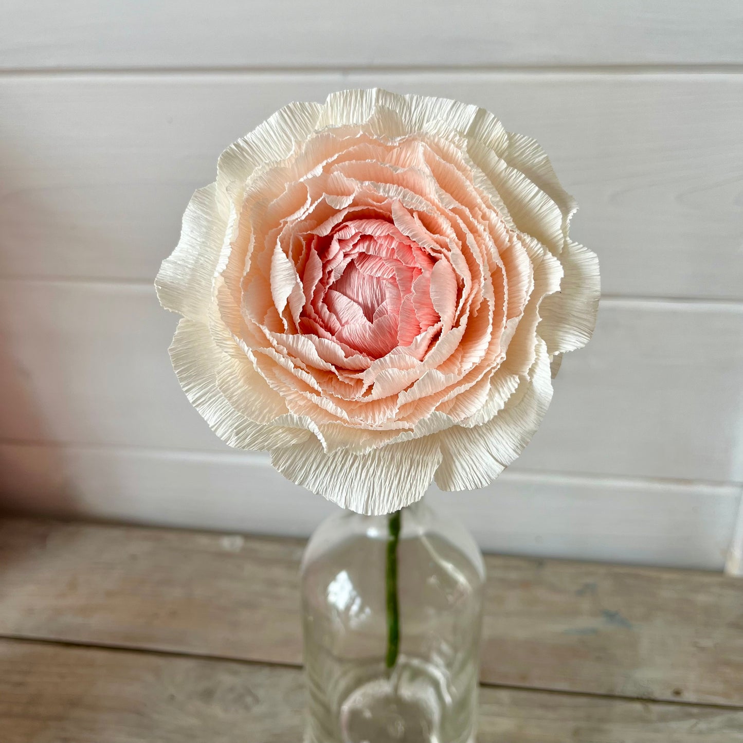 Pink & Cream Crepe Paper Rose