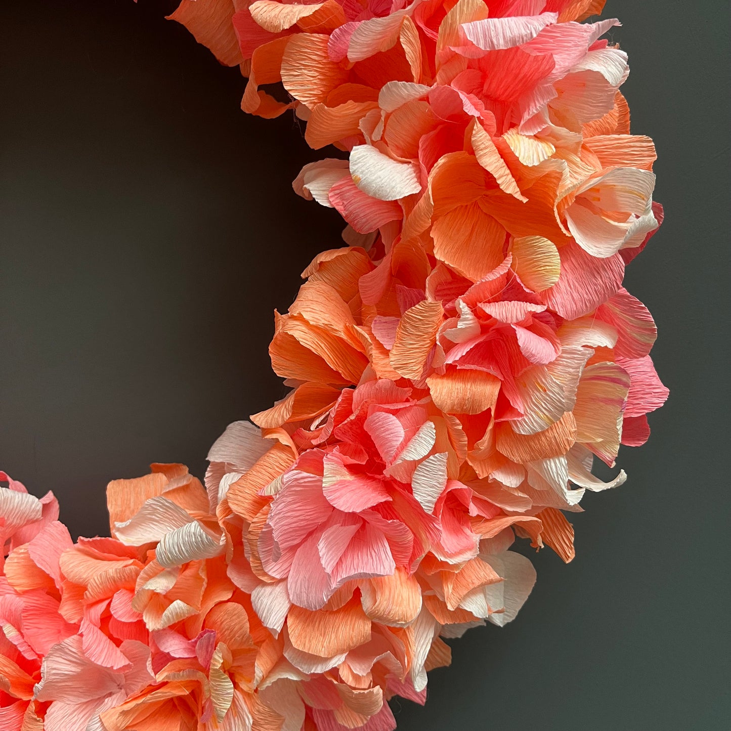 Orange & Pink Crepe Paper Wreath | Multiple Sizes Available