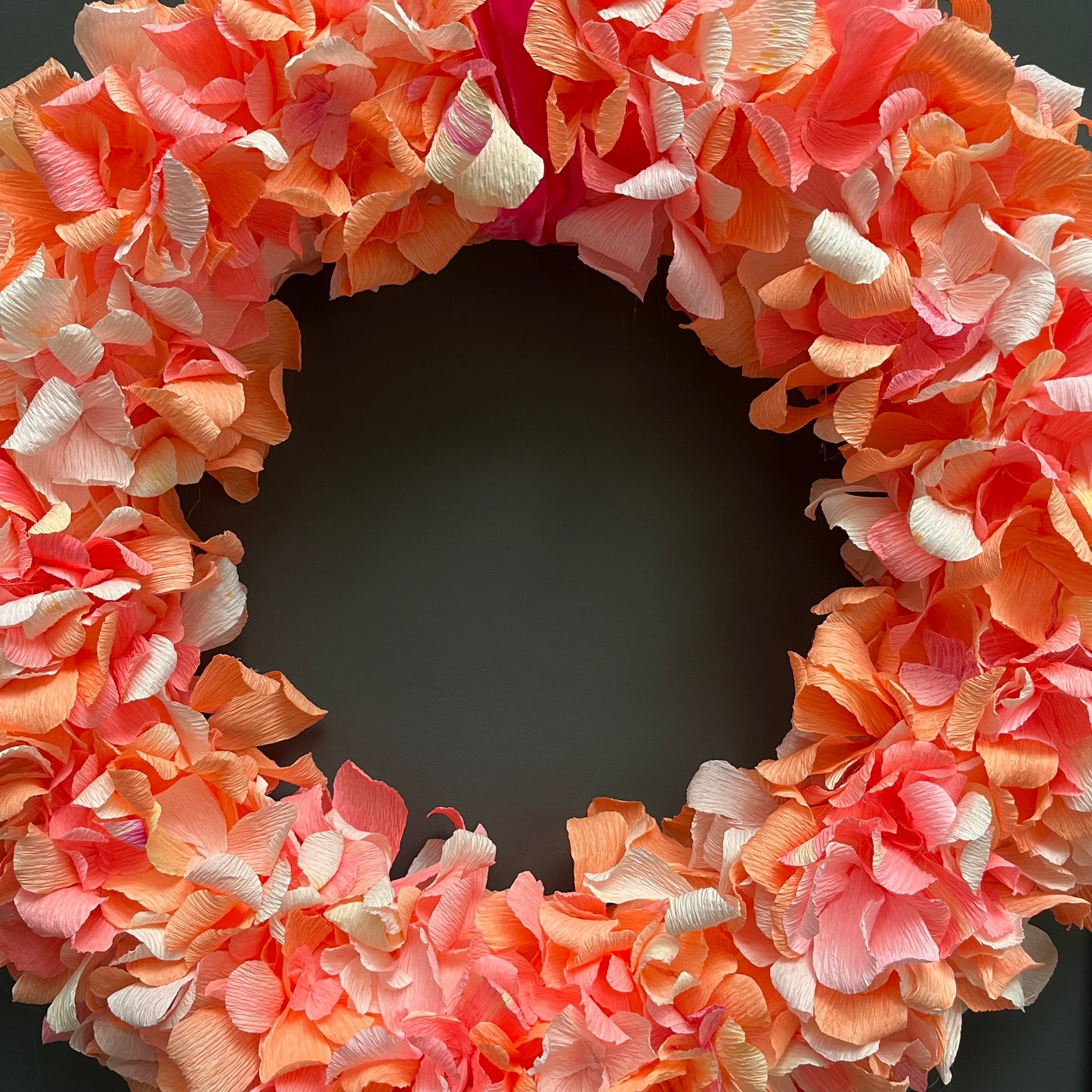 Orange & Pink Crepe Paper Wreath | Multiple Sizes Available