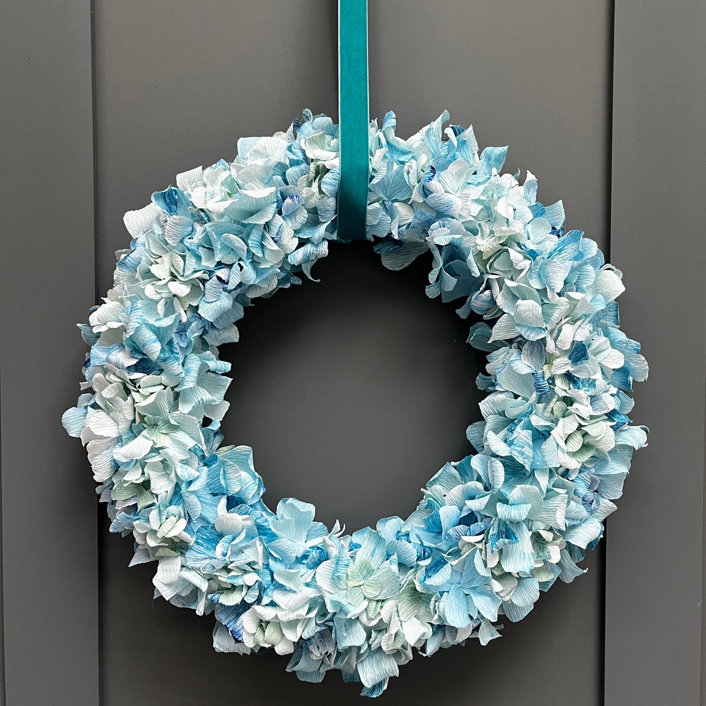 Blue Assorted Crepe Paper Wreath | Multiple Sizes Available