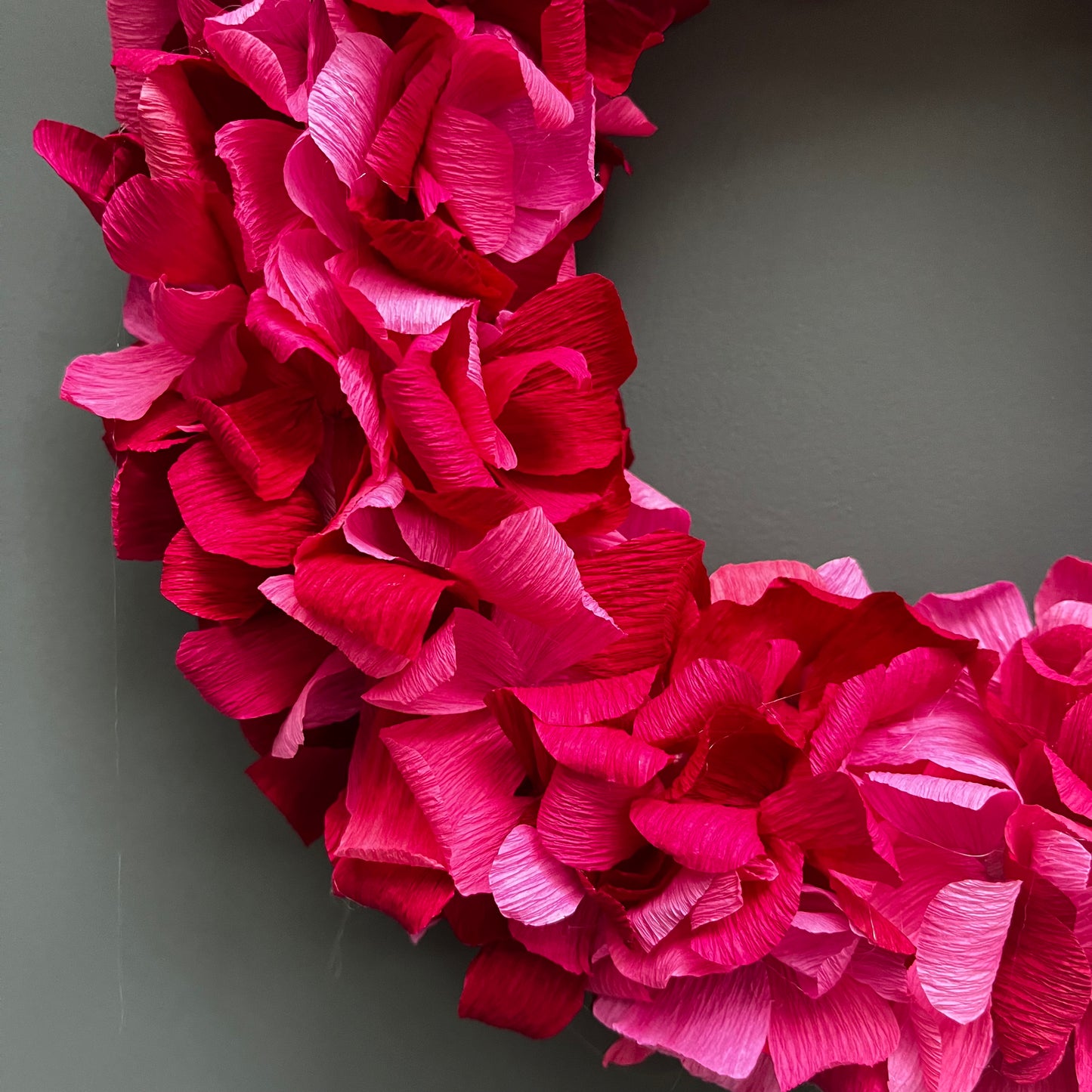 Winter Red & Pink Crepe Paper Christmas Wreath | Multiple Sizes Available