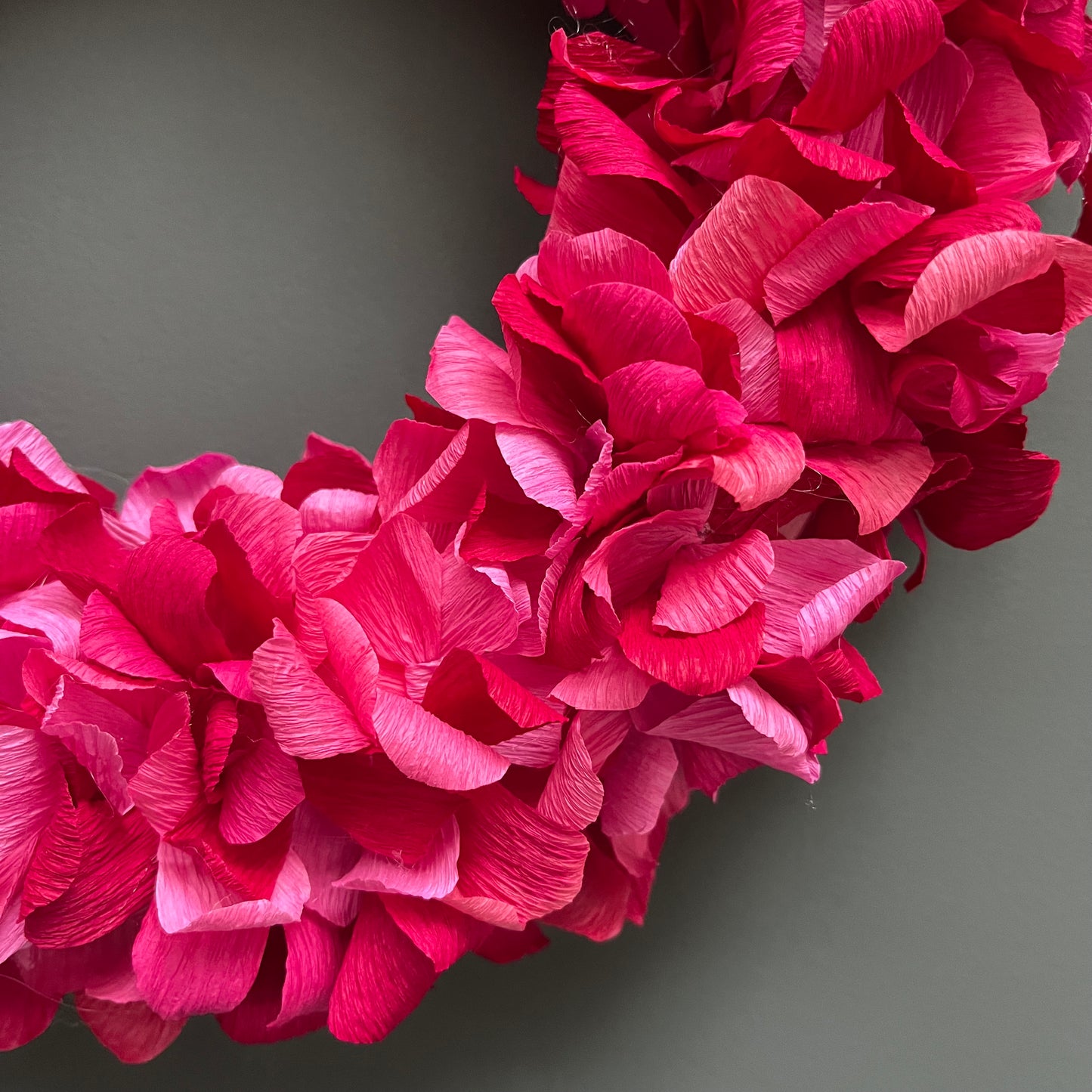 Winter Red & Pink Crepe Paper Christmas Wreath | Multiple Sizes Available