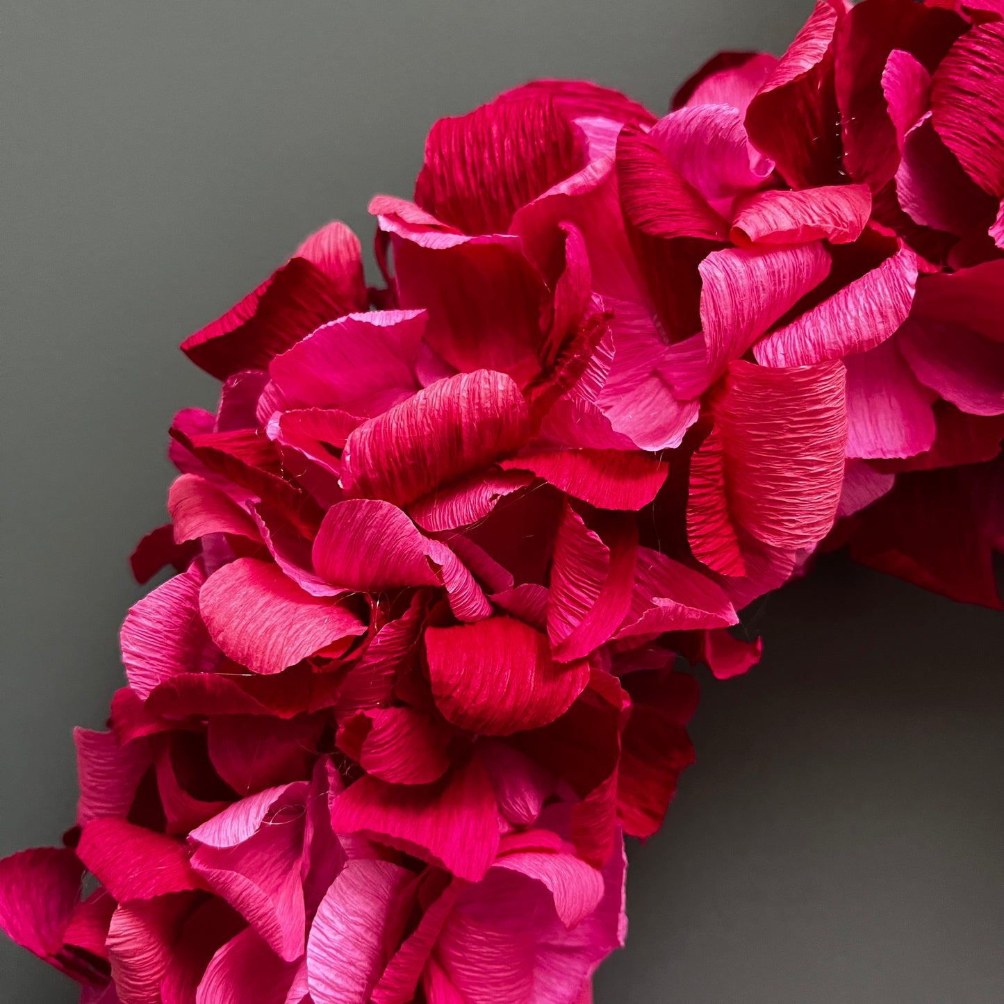 Winter Red & Pink Crepe Paper Christmas Wreath | Multiple Sizes Available