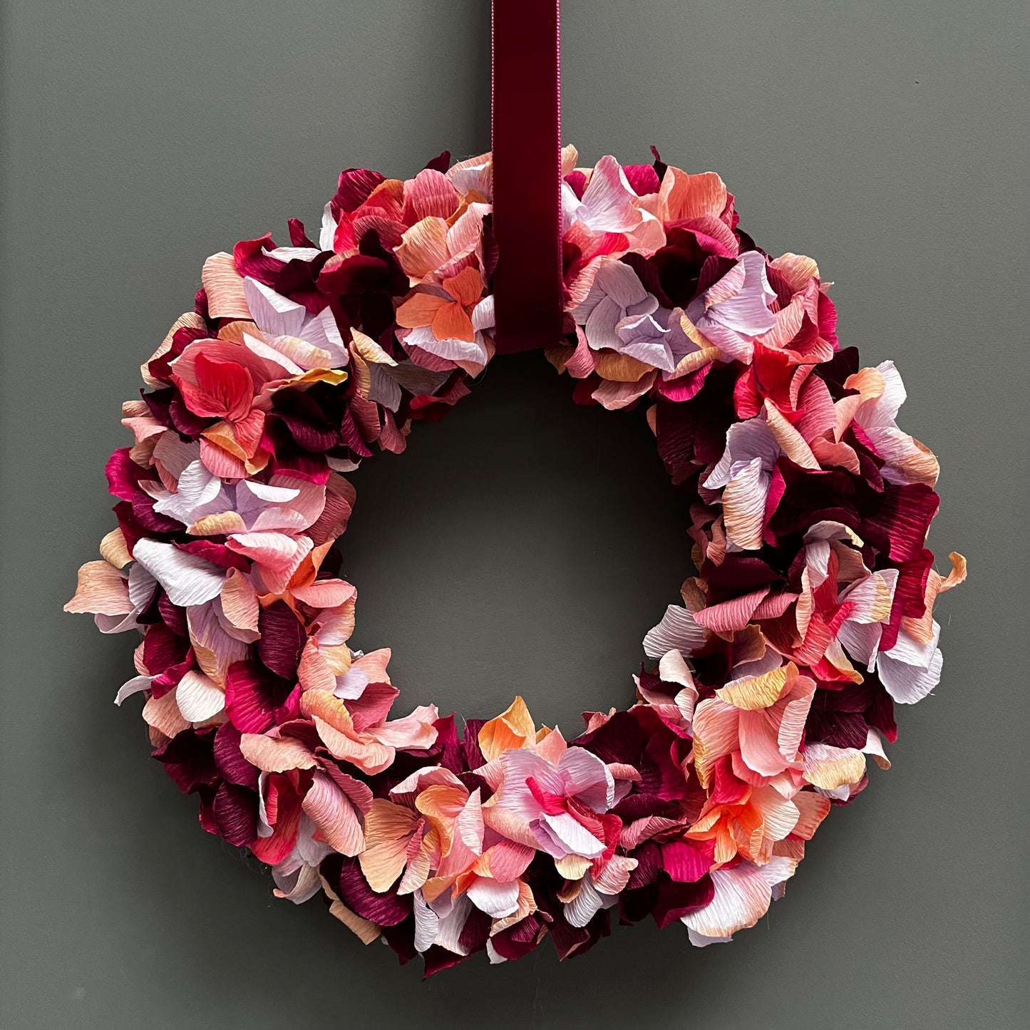 Autumnal Mix Crepe Paper Christmas Wreath | Multiple Sizes Available