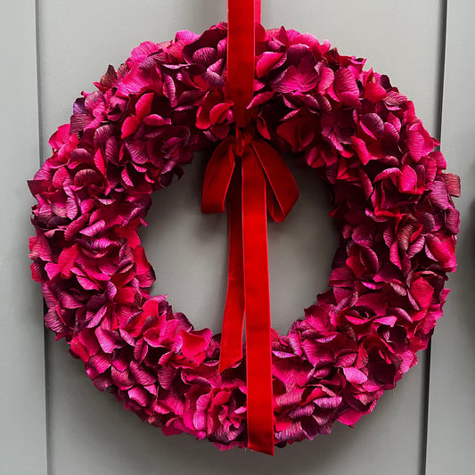 Magenta & Plum Assorted Crepe Paper Wreath | Multiple Sizes Available