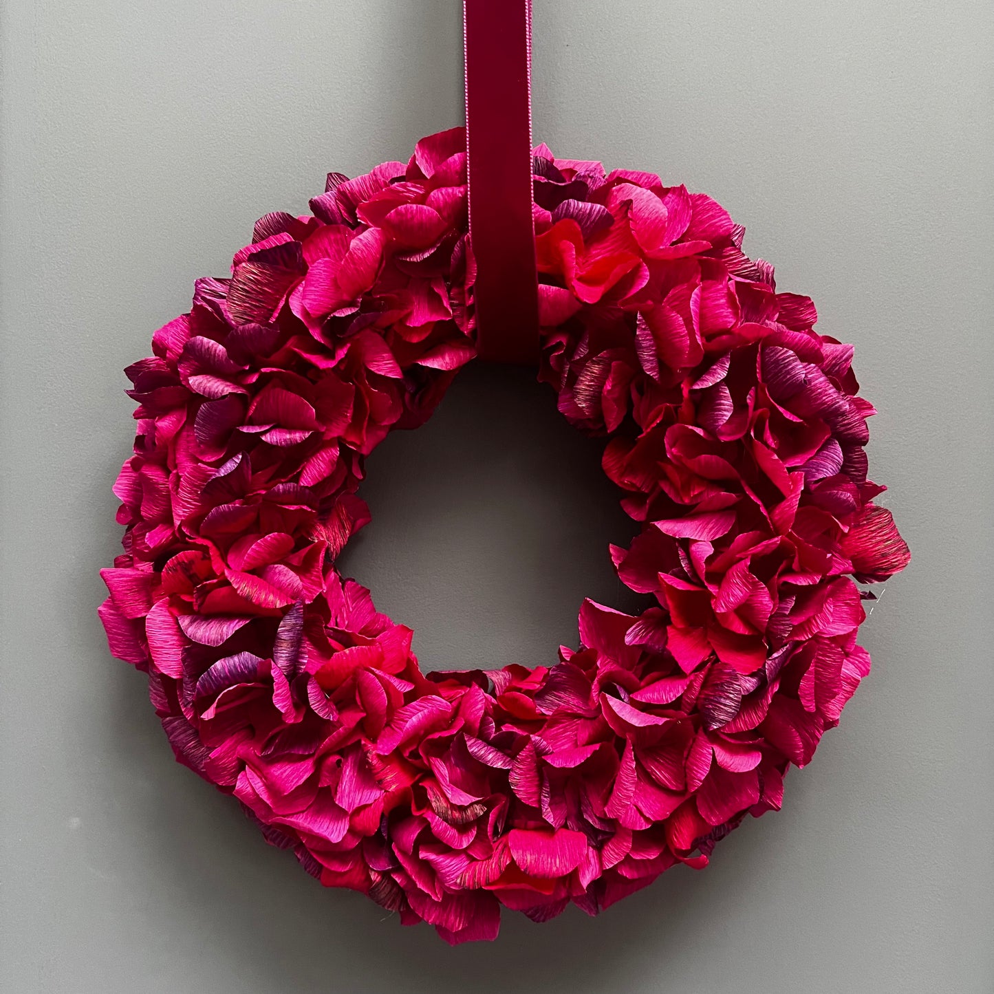 Magenta & Plum Assorted Crepe Paper Wreath | Multiple Sizes Available