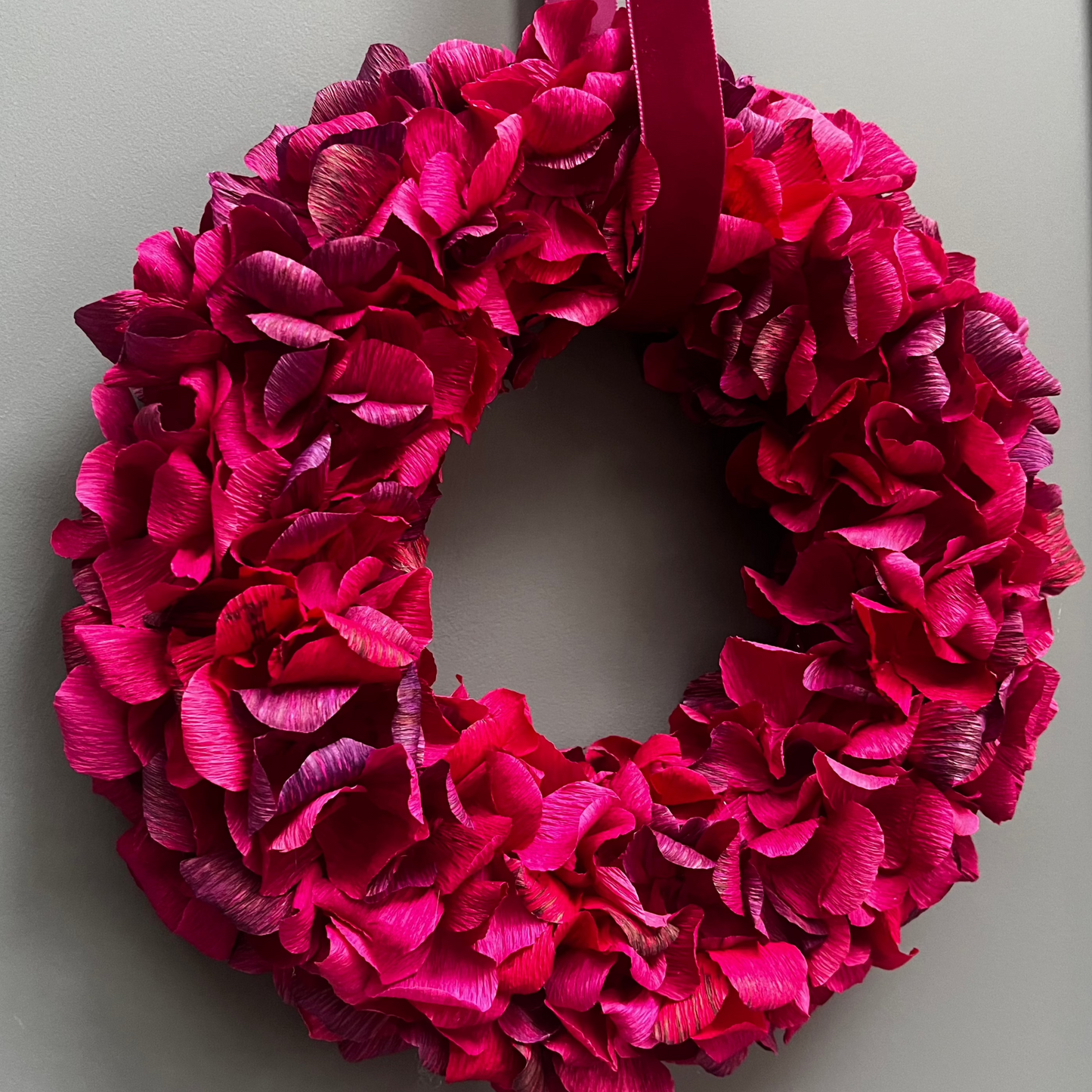 Magenta & Plum Assorted Crepe Paper Wreath | Multiple Sizes Available