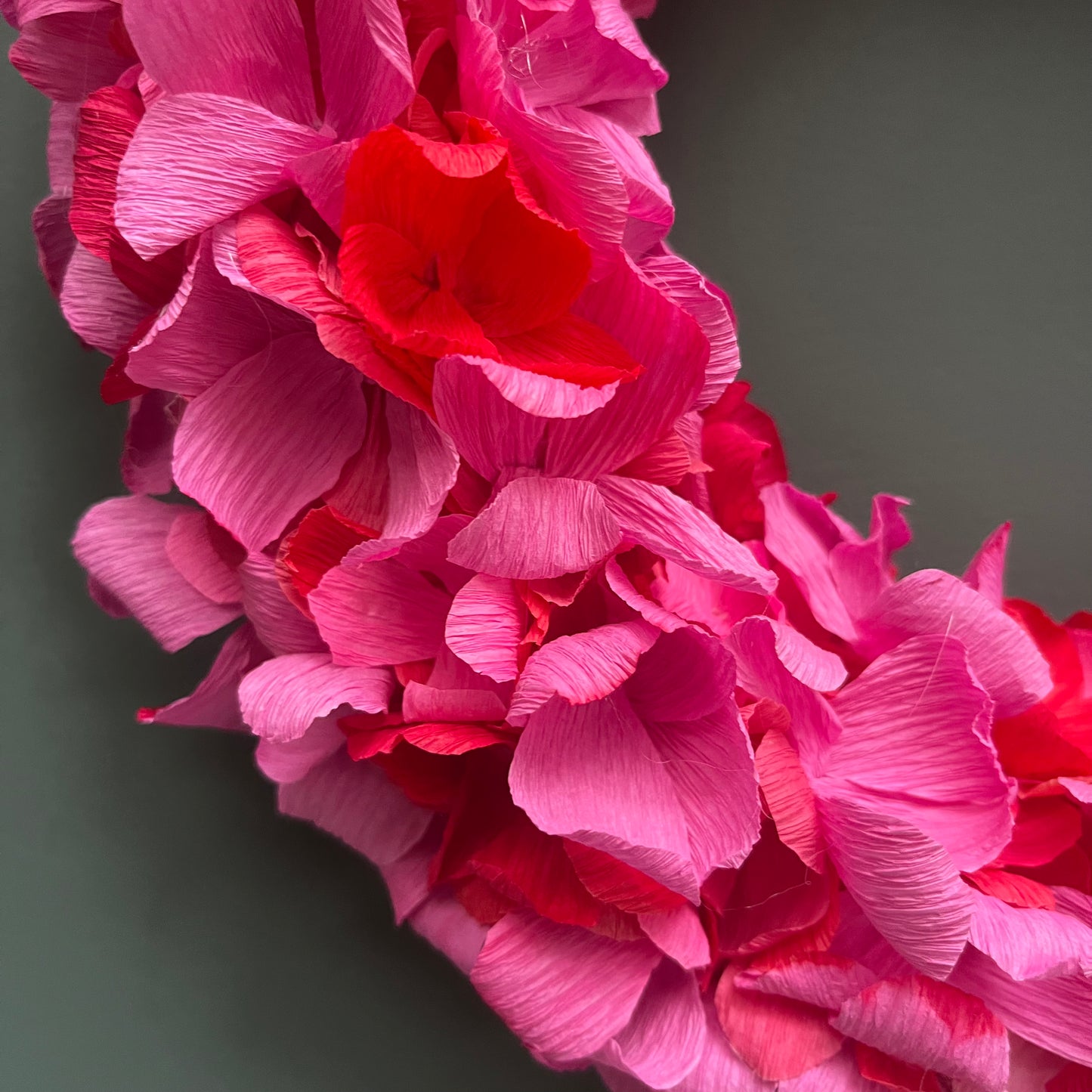 Hot Pink & Red Crepe Paper Wreath | Multiple Sizes Available