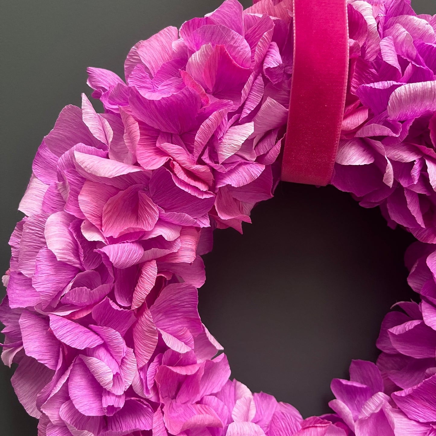 Fuchsia Crepe Paper Wreath | Multiple Sizes Available