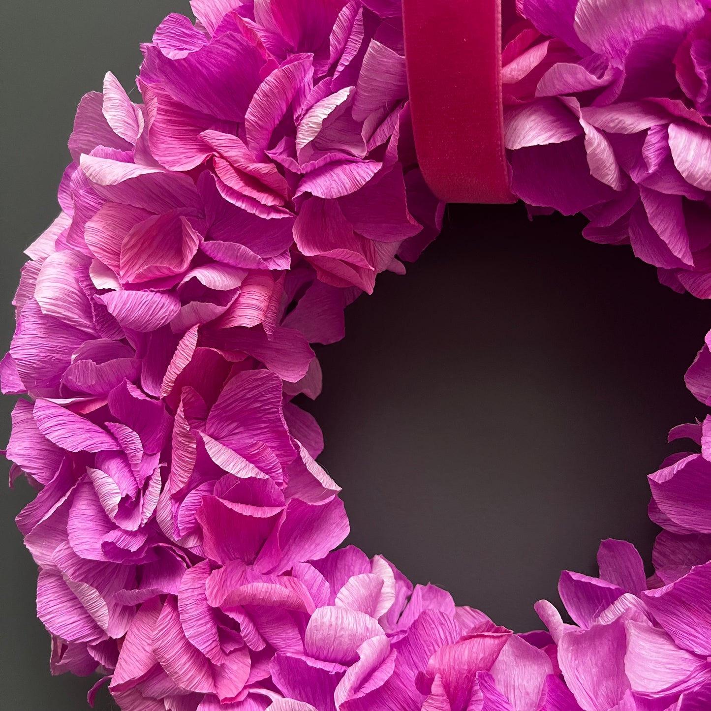 Fuchsia Crepe Paper Wreath | Multiple Sizes Available