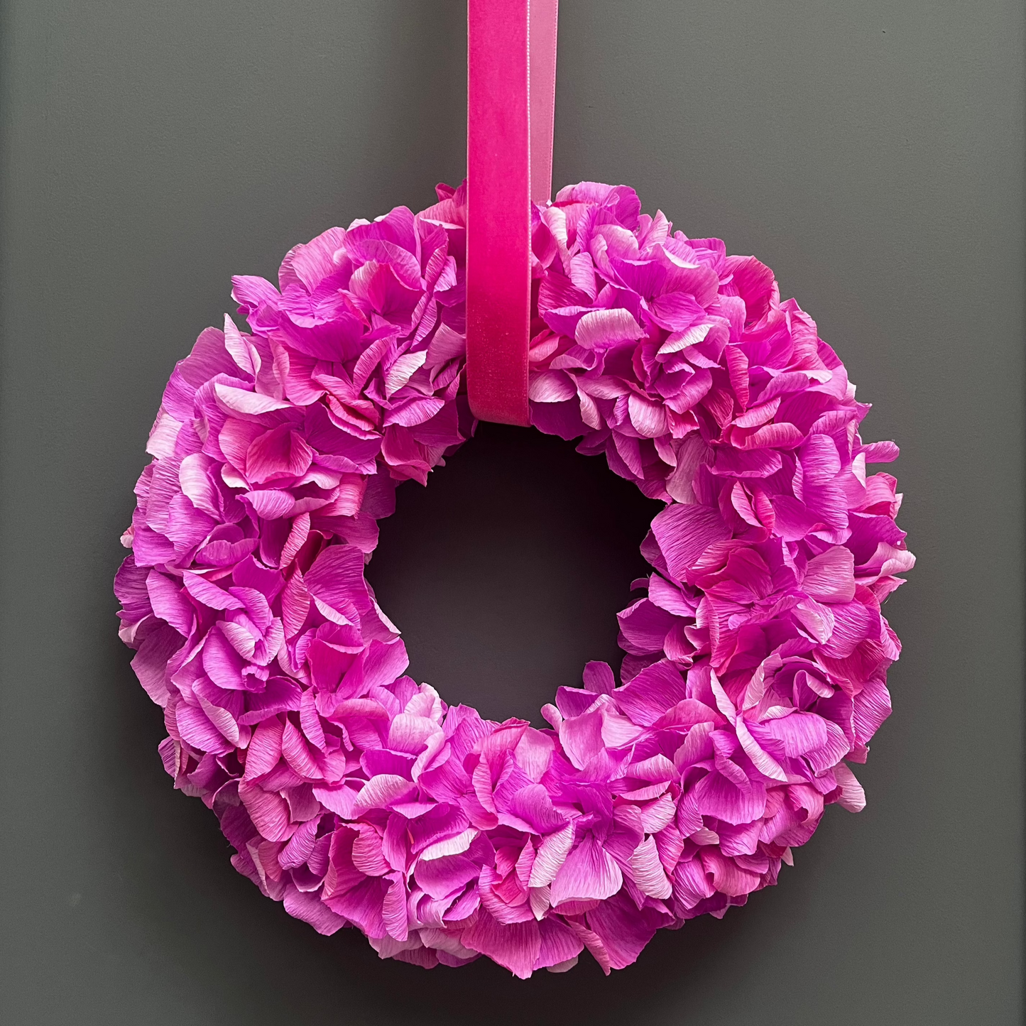 Fuchsia Crepe Paper Wreath | Multiple Sizes Available