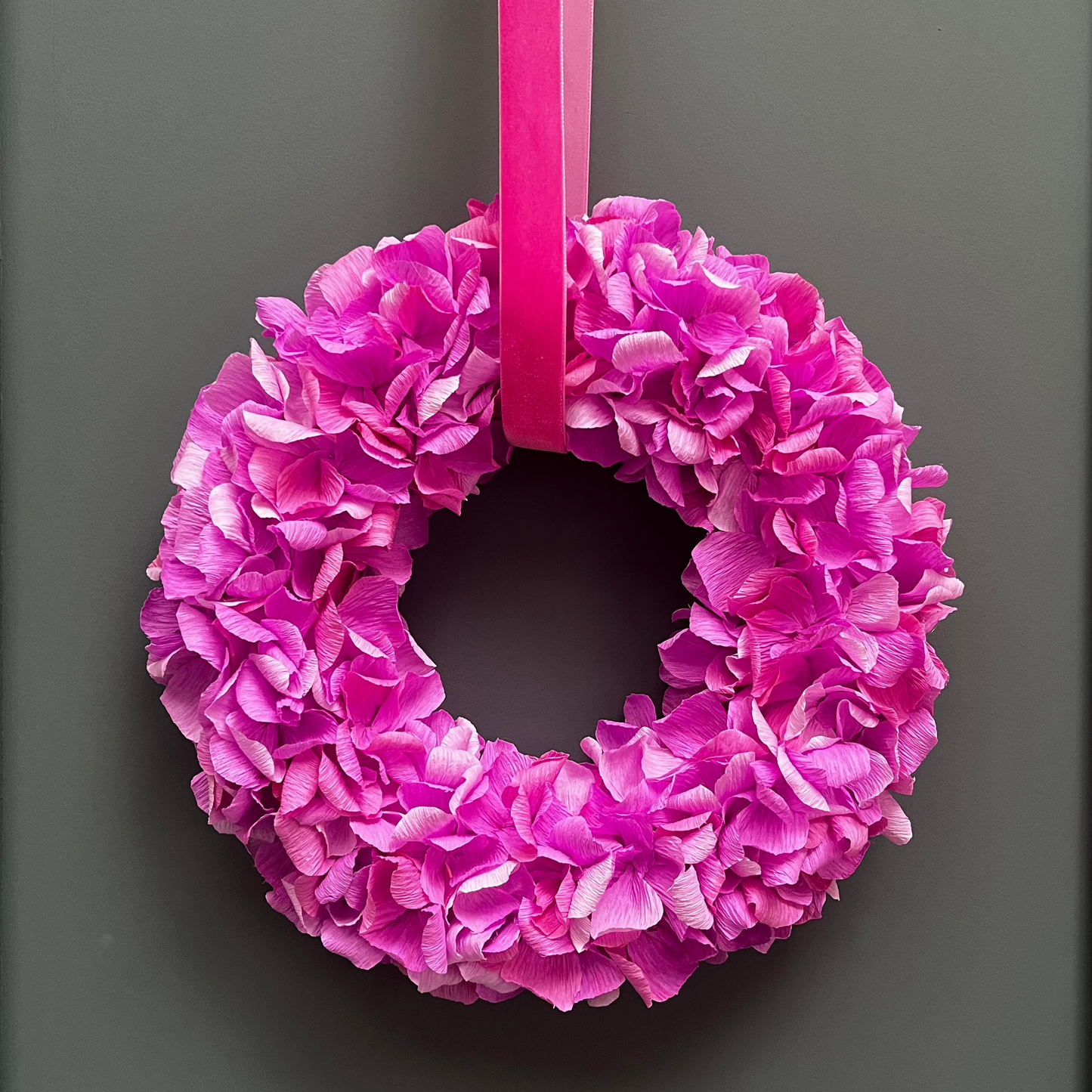 Fuchsia Crepe Paper Wreath | Multiple Sizes Available