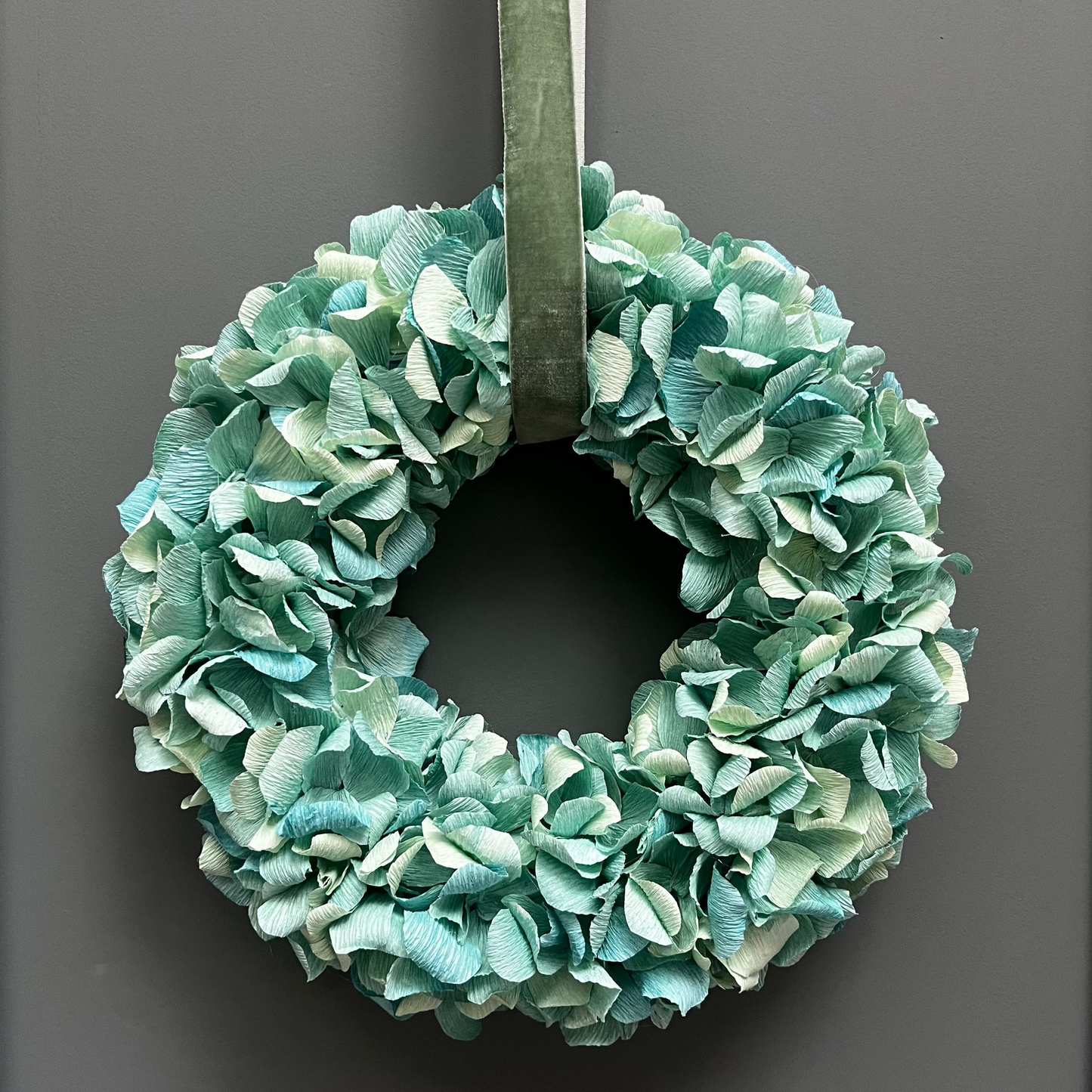 Turquoise Crepe Paper Christmas Wreath | Multiple Sizes Available