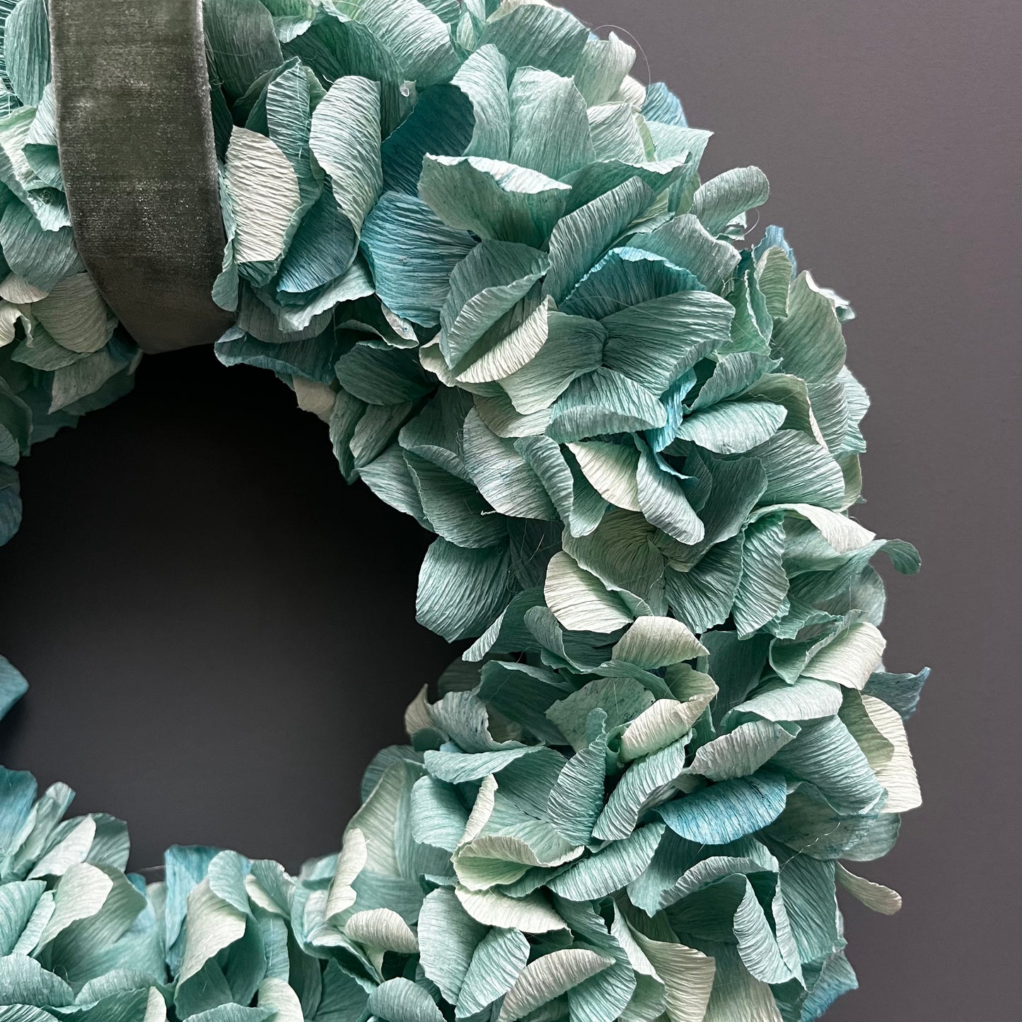 Turquoise Crepe Paper Christmas Wreath | Multiple Sizes Available