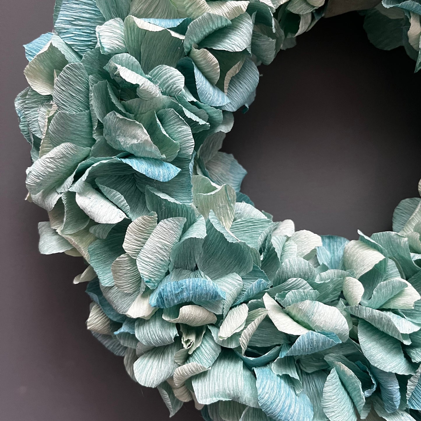 Turquoise Crepe Paper Christmas Wreath | Multiple Sizes Available