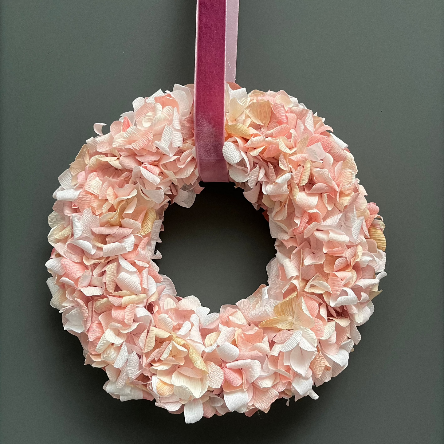 Cream, Taupe & Peach Crepe Paper Wreath | Multiple Sizes Available