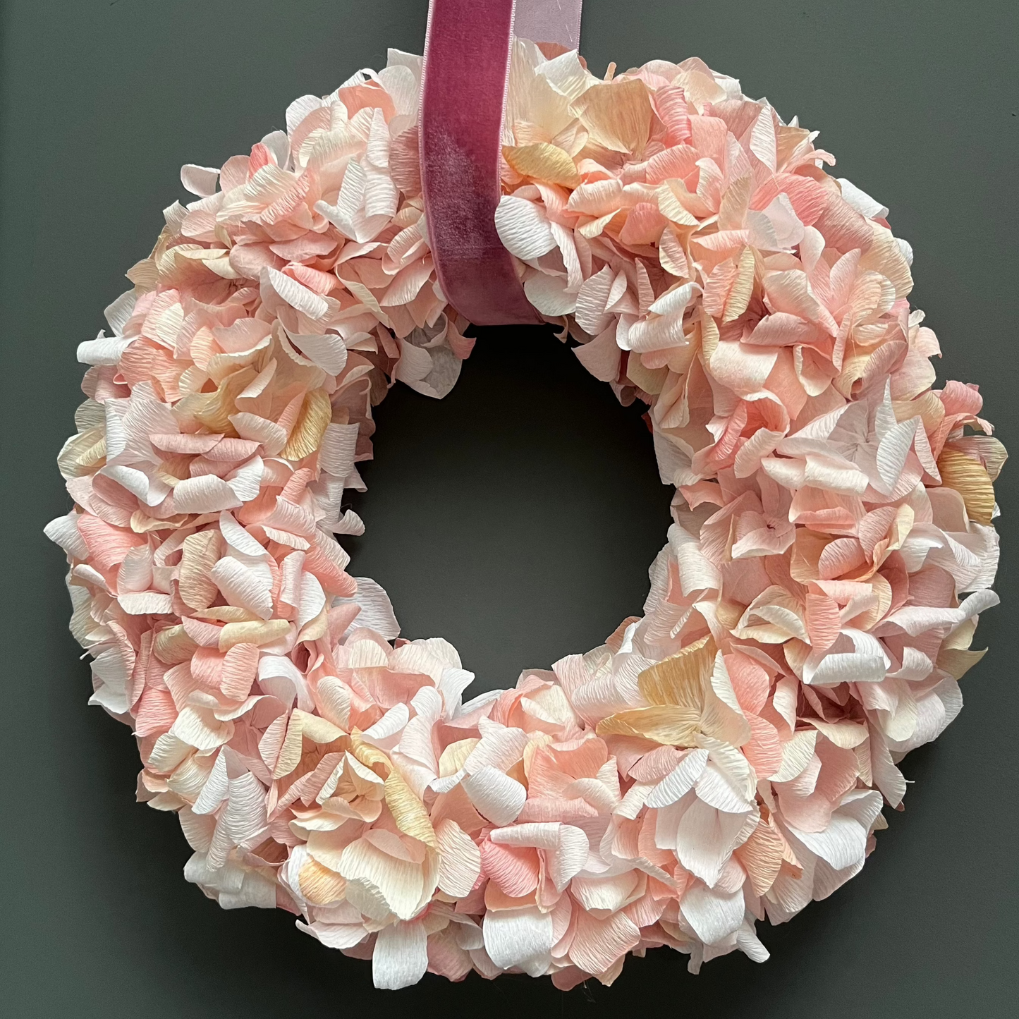 Cream, Taupe & Peach Crepe Paper Wreath | Multiple Sizes Available