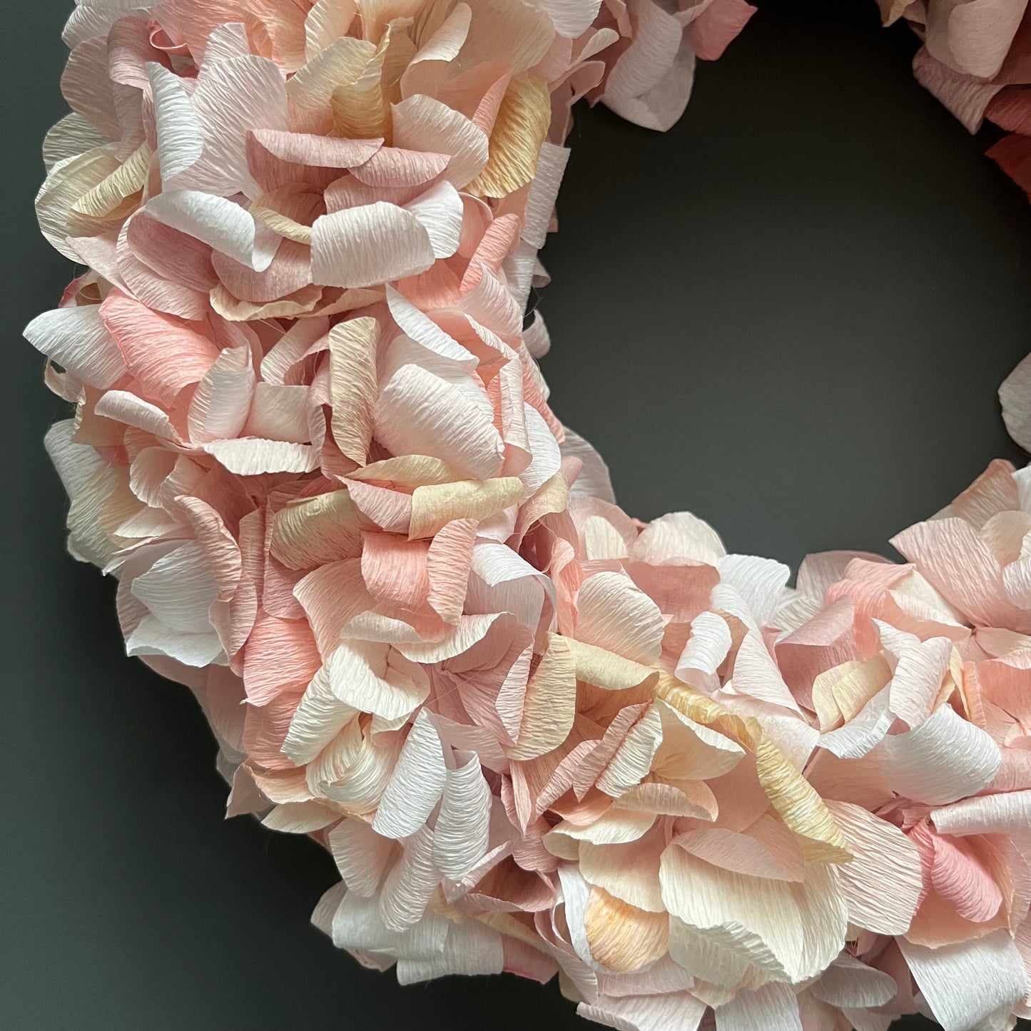 Cream, Taupe & Peach Crepe Paper Wreath | Multiple Sizes Available