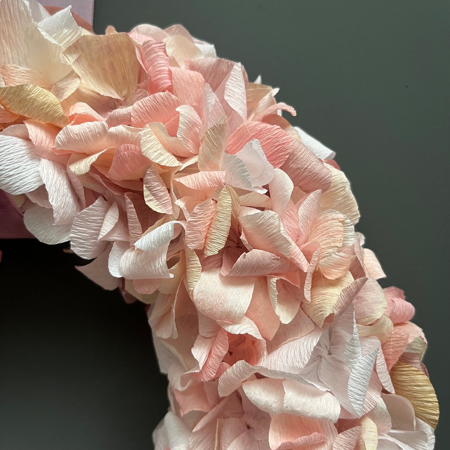 Cream, Taupe & Peach Crepe Paper Wreath | Multiple Sizes Available