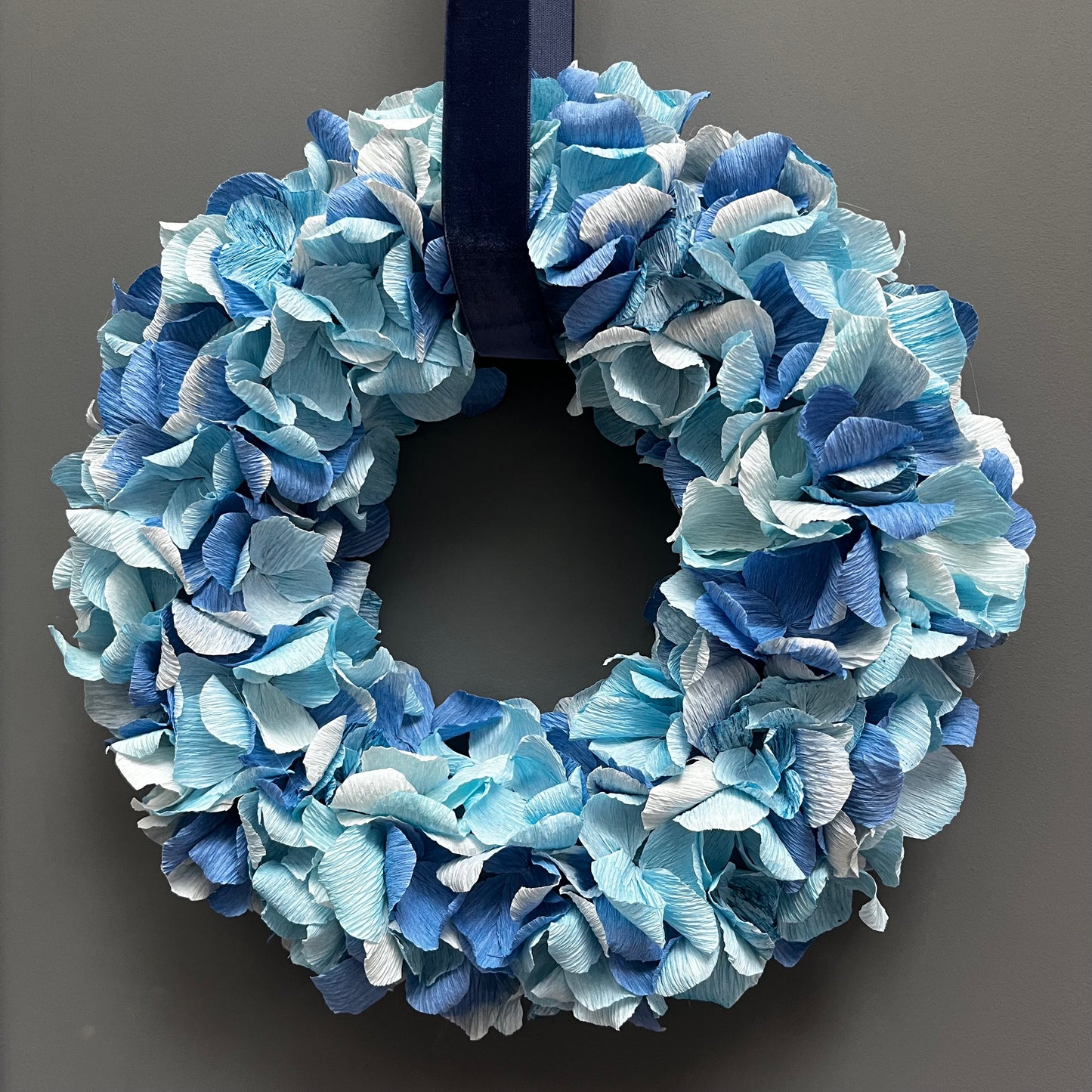 Blue Tonal Crepe Paper Christmas Wreath | Multiple Sizes Available