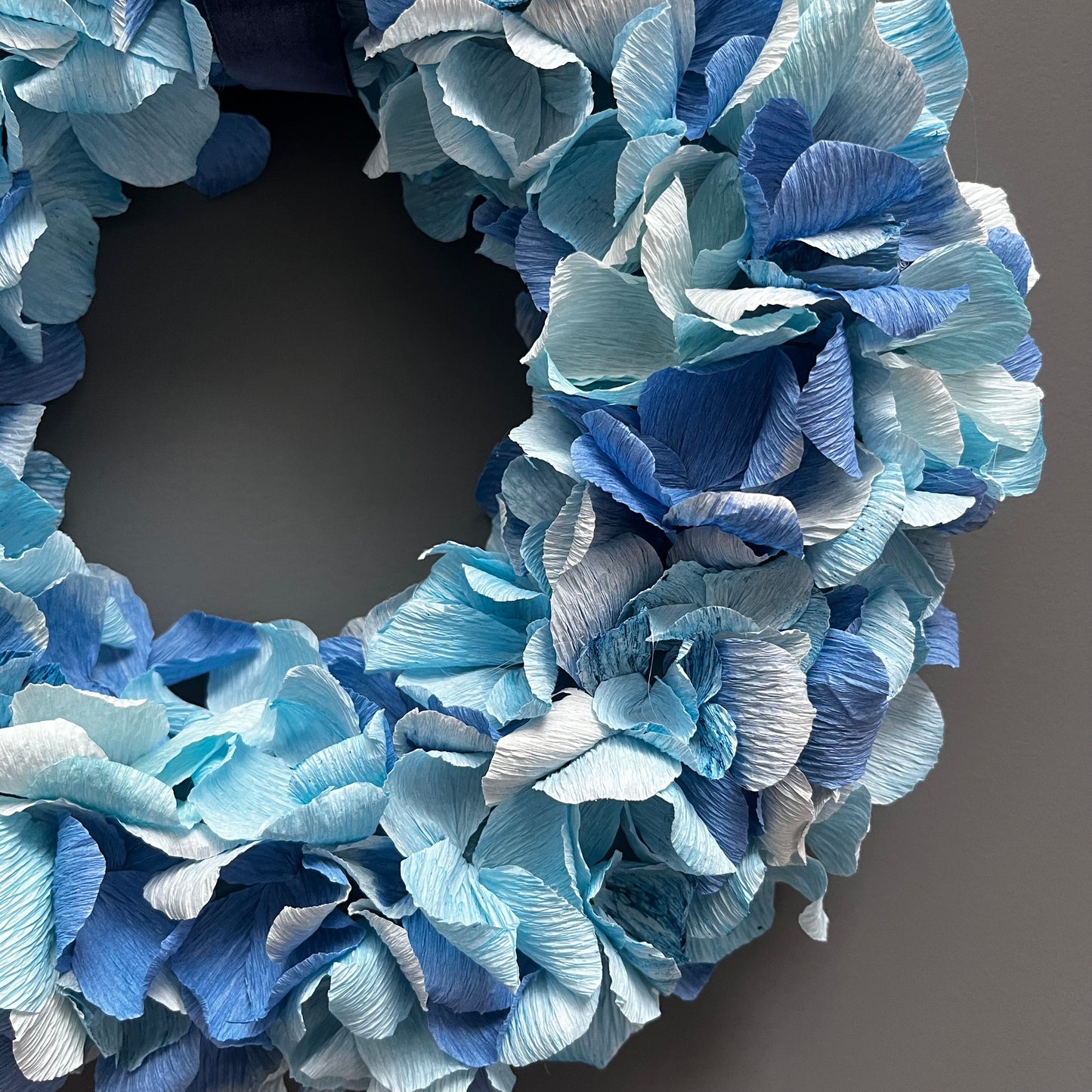 Blue Tonal Crepe Paper Christmas Wreath | Multiple Sizes Available