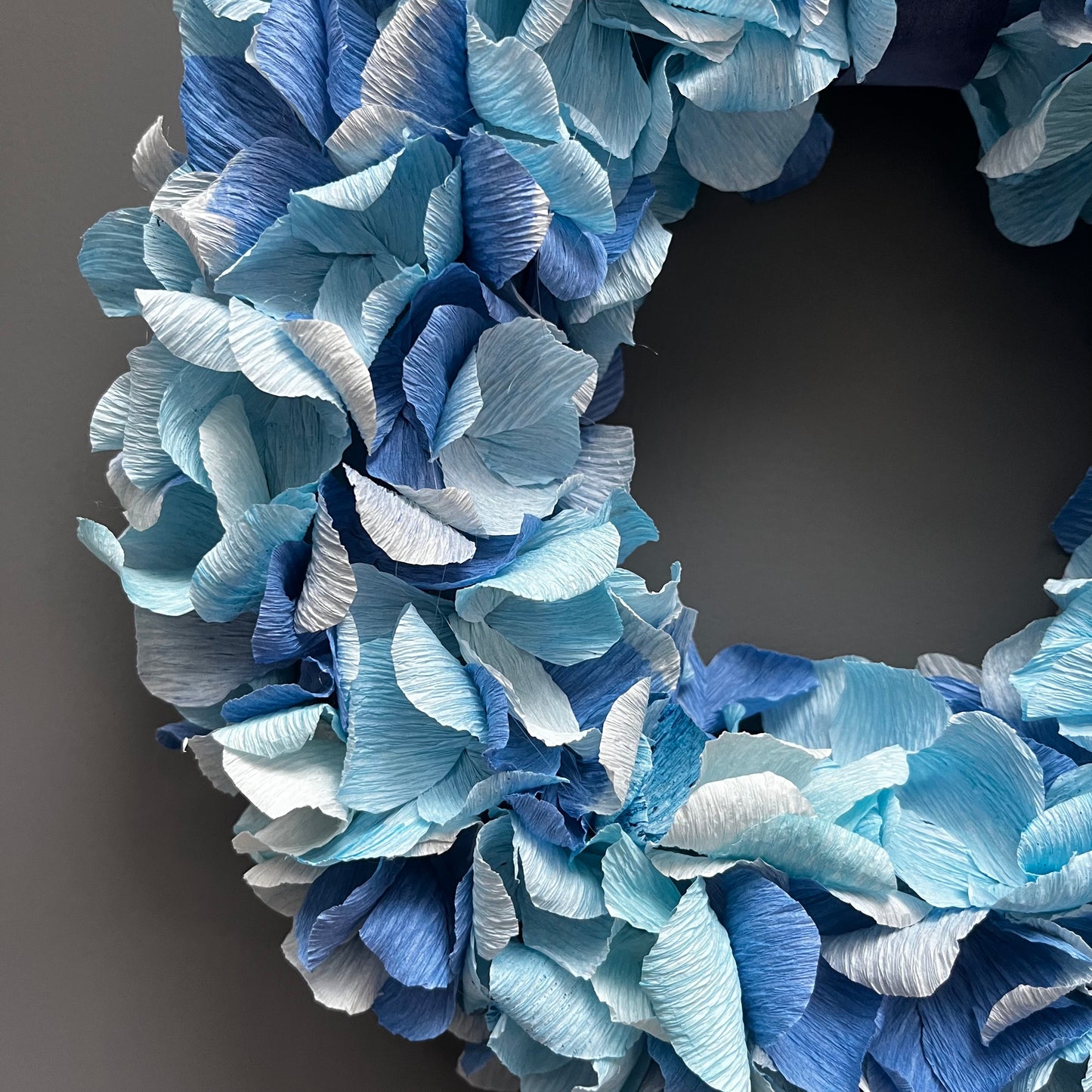 Blue Tonal Crepe Paper Christmas Wreath | Multiple Sizes Available