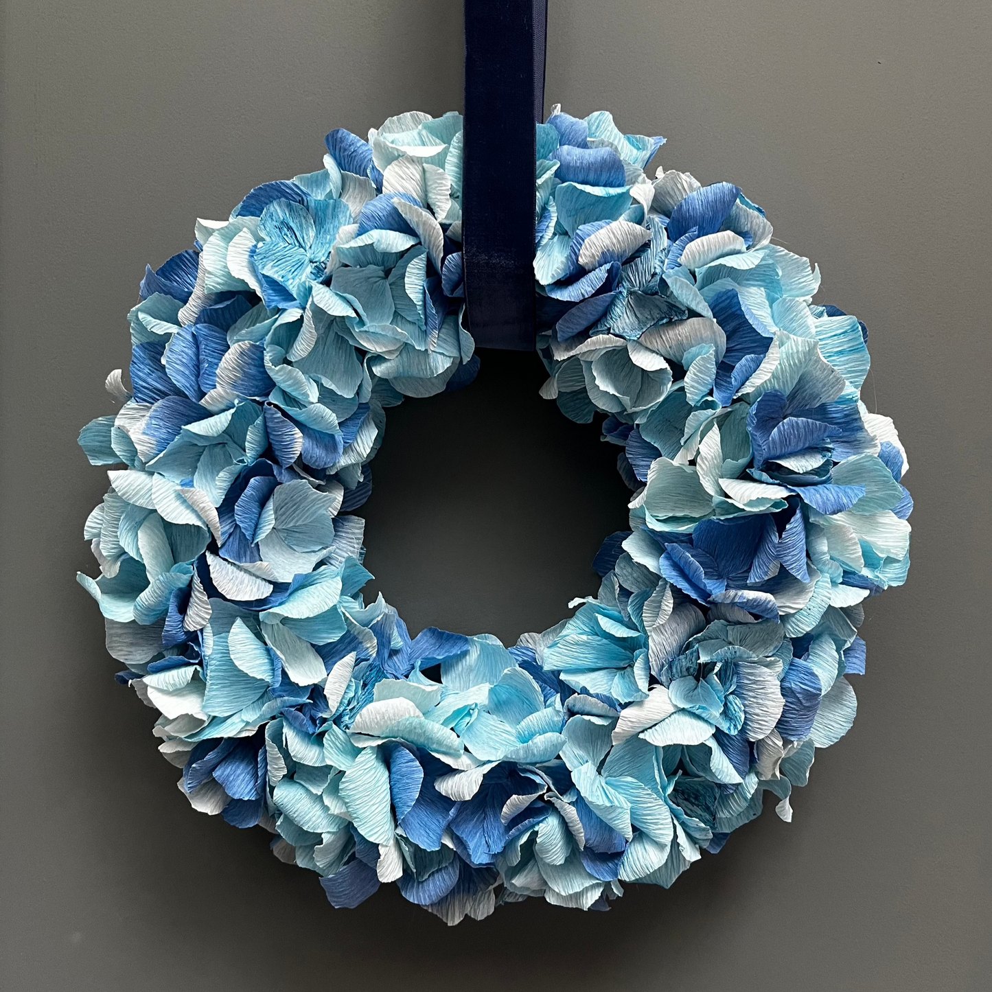 Blue Tonal Crepe Paper Christmas Wreath | Multiple Sizes Available