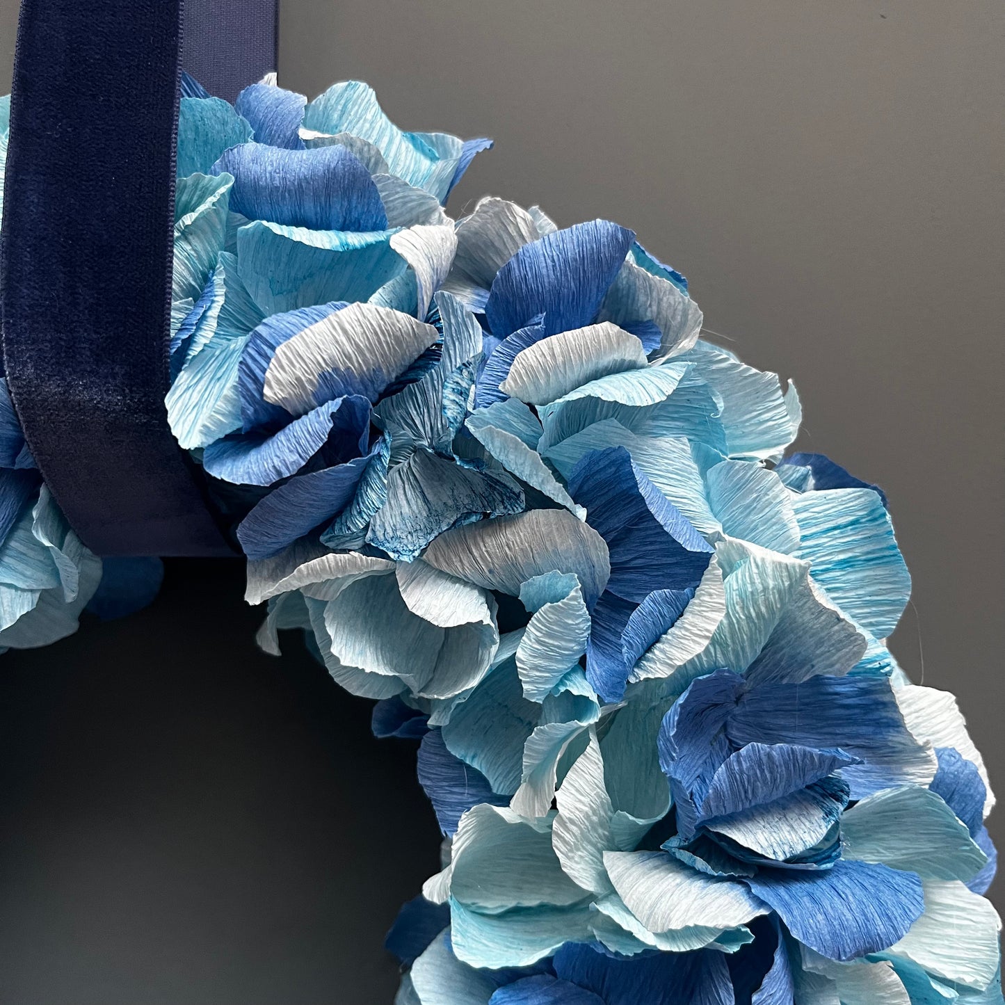 Blue Tonal Crepe Paper Christmas Wreath | Multiple Sizes Available