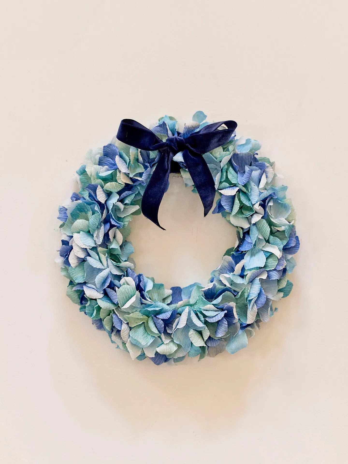 Blue Tonal Crepe Paper Wreath 30cm