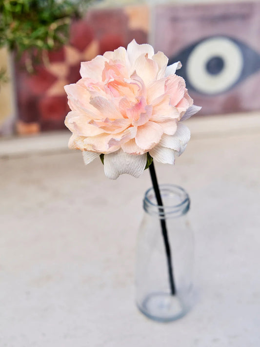 Soft Pink Crepe Paper Peony Flower
